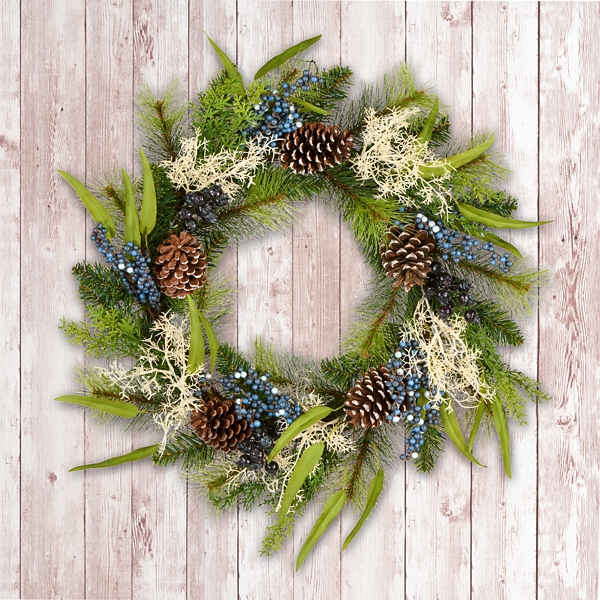 Christmas Blueberry Fields Wreath with Pinecones