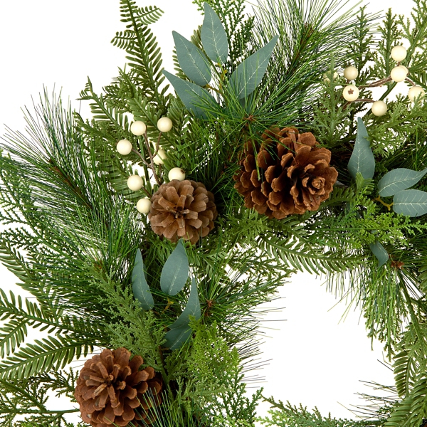 Pine and White Berry Christmas Wreath