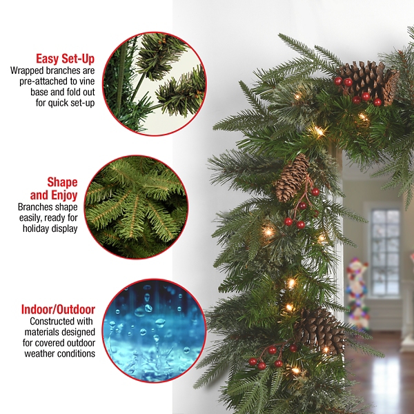 Pre-Lit Colonial Fir Christmas Garland