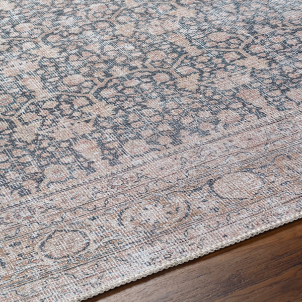 Amelie Black Traditional Washable Area Rug