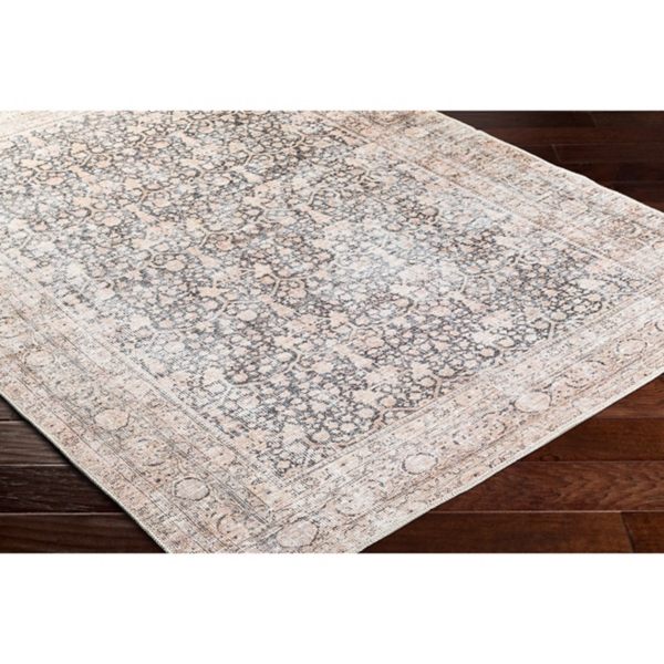 Amelie Black Traditional Washable Area Rug