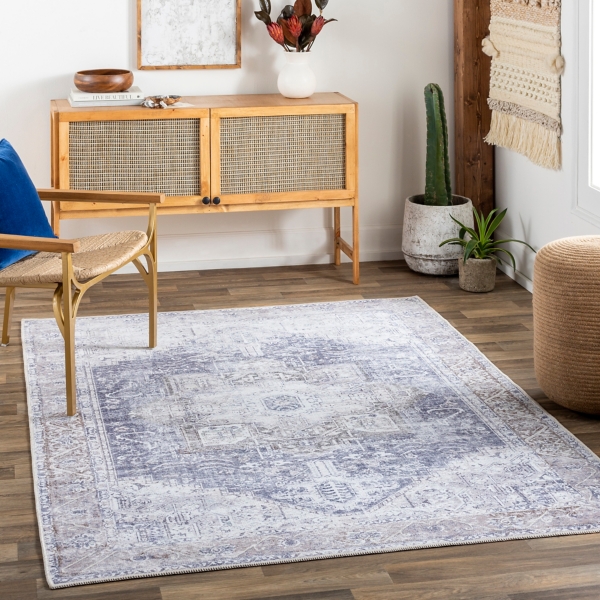 Amelie Navy Blue Classic Washable Area Rug