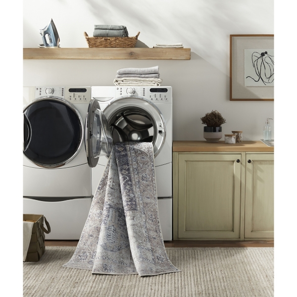 Amelie Navy Blue Classic Washable Area Rug