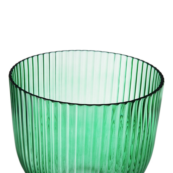 Green Glass Vase with Gold Pedestal Base, 16 in.