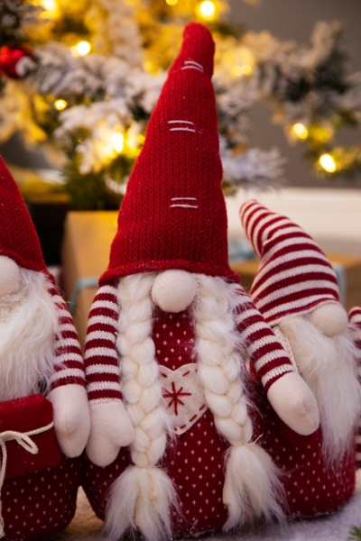 Red and White Plush Gnome Decoration