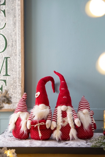Red and White Plush Gnome Decoration