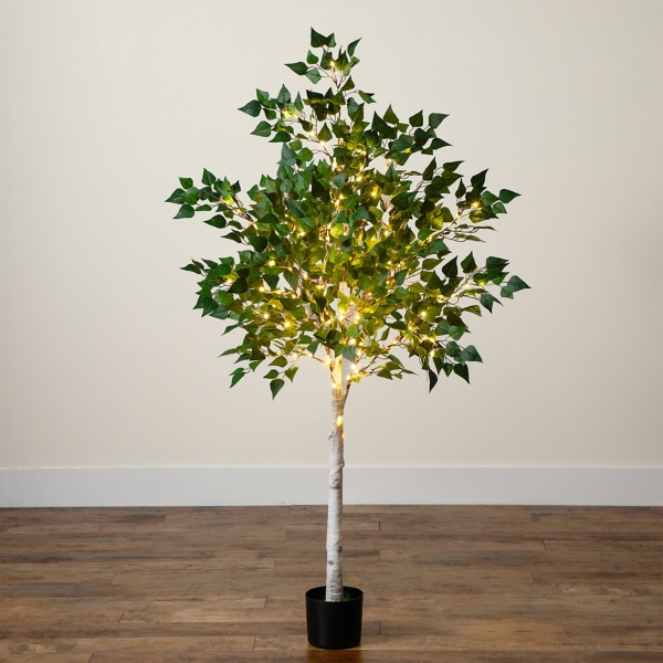 Pre-Lit Warm LED Birch Tree, 5 ft.