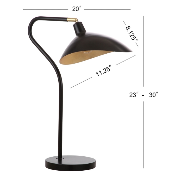 Black and Gold Curved Neck Giselle Task Lamp