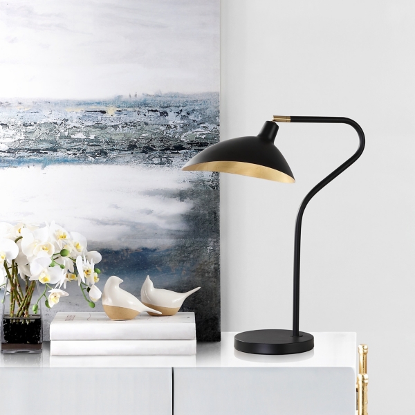 Black and Gold Curved Neck Giselle Task Lamp