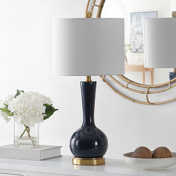 Dark Blue Glass Gaetna Table Lamp