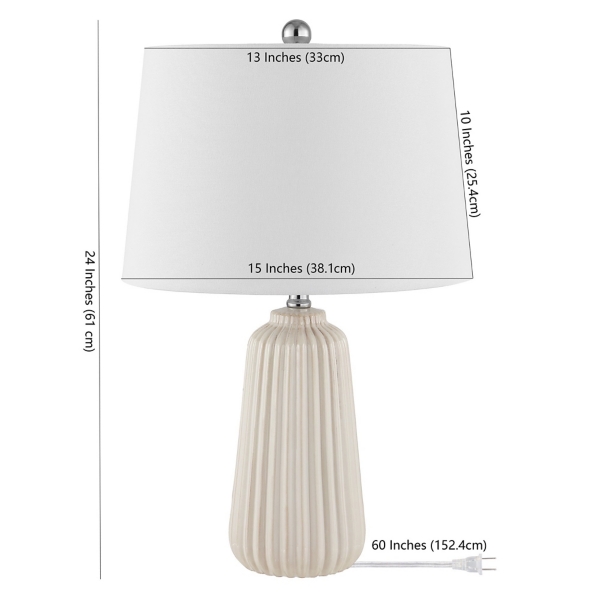 Ivory Ceramic Ribbed Sawyer Table Lamp