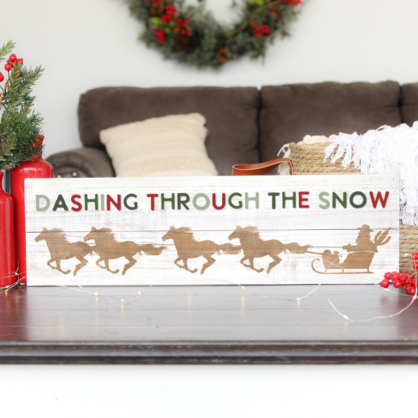 Dashing Through the Snow Horses Wall Plaque