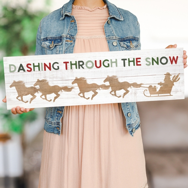Dashing Through the Snow Horses Wall Plaque