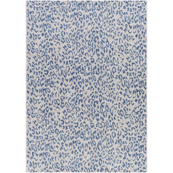 Cauli Blue Leopard Print Outdoor Rug, 4x5 | Kirklands Home