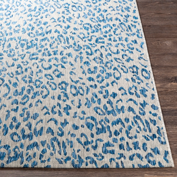 Cauli Blue Leopard Print Outdoor Rug