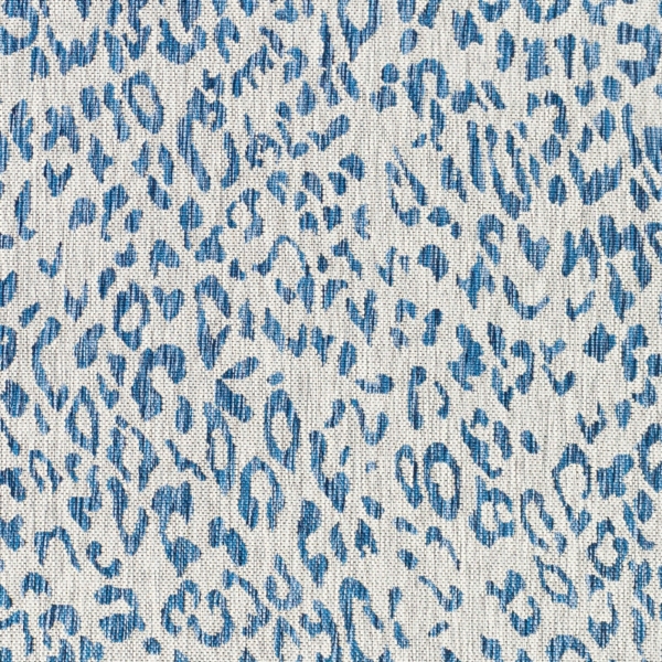 Cauli Blue Leopard Print Outdoor Rug