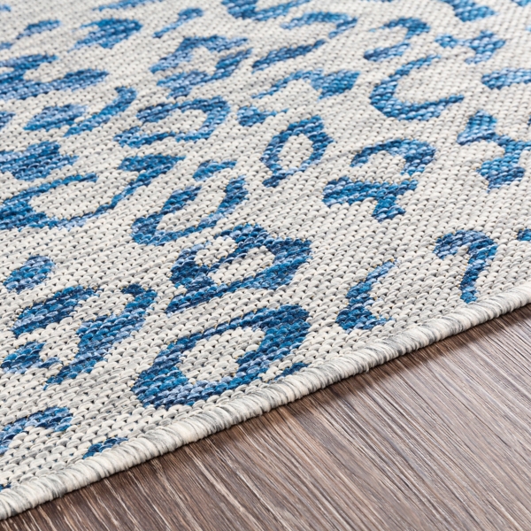 Cauli Blue Leopard Print Outdoor Runner, 2x10