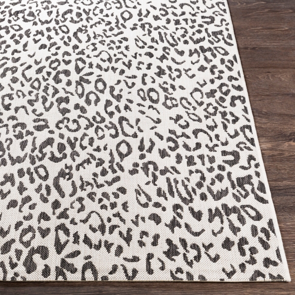 Cauli Black Leopard Print Outdoor Runner Rug, 2x12