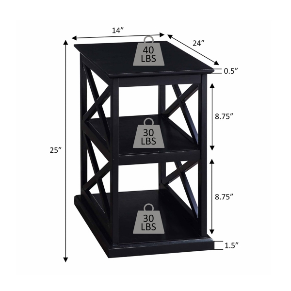 White Two-Tone Wood Double X Sides Accent Table