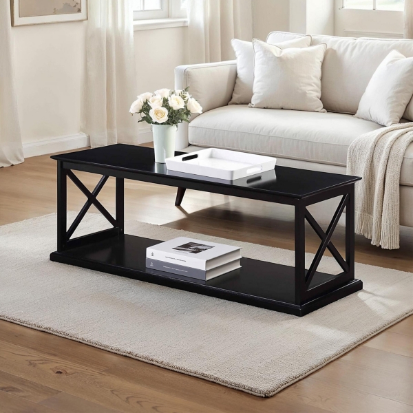 Wood Double X Sides Coffee Table