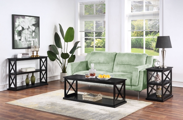 Black Wood Double X Sides Console Table