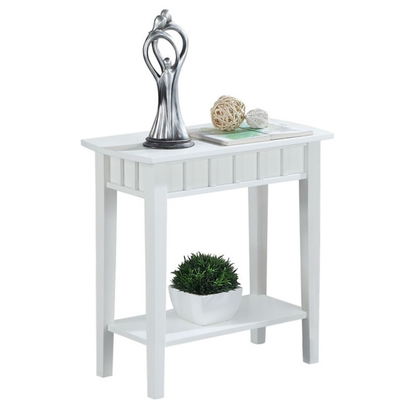 White Wood Slat Accent Table
