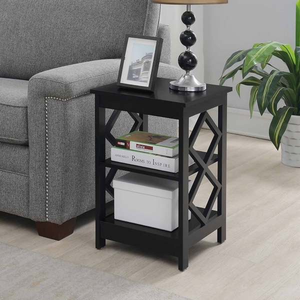 Wood Diamond 2-Tier Accent Table