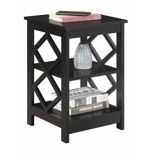 Wood Diamond 2-Tier Accent Table