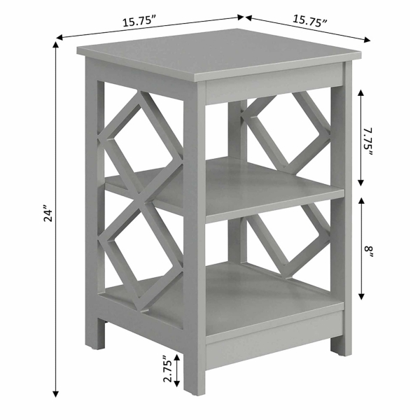 Gray Wood Diamond 2-Tier Accent Table