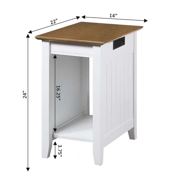 Wood & White Two-Tone Charging Open Accent Table