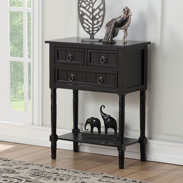 3-Drawer Turned Legs Accent Table