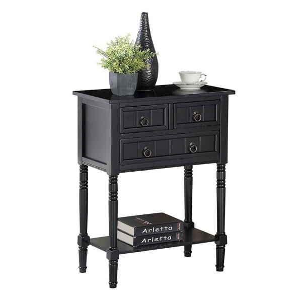 3-Drawer Turned Legs Accent Table