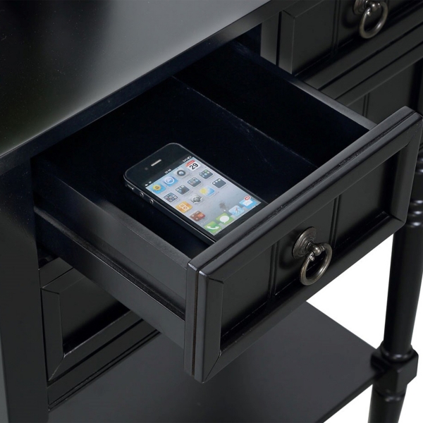 3-Drawer Turned Legs Accent Table