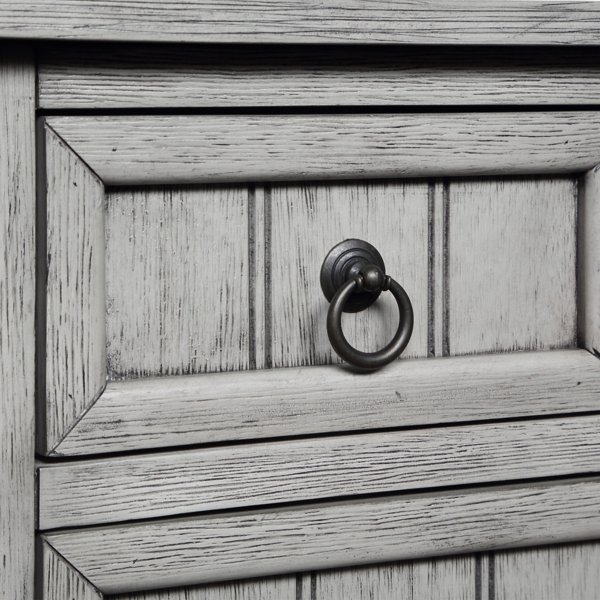 Light Gray 3-Drawer Turned Legs Accent Table