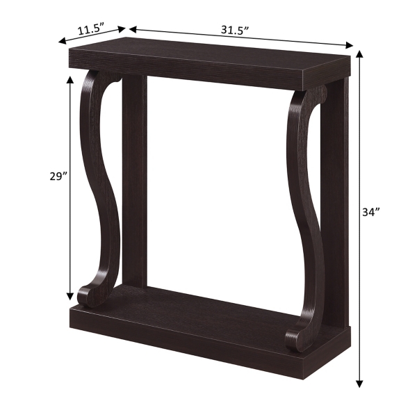 Espresso Wood Curved Sides Console Table