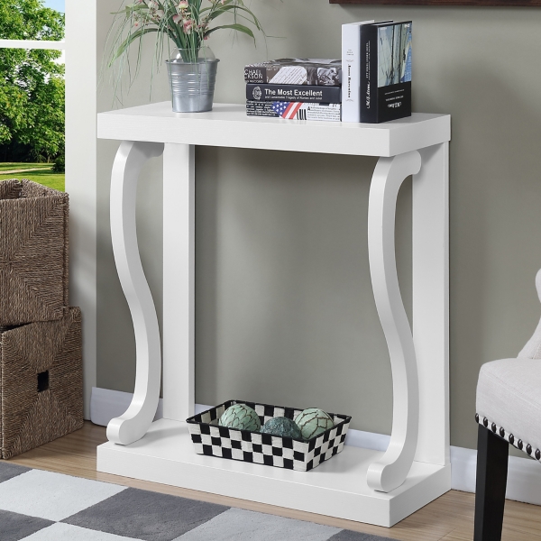 White Wood Curved Sides Console Table