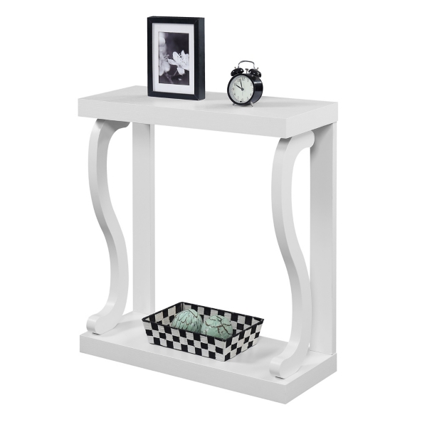 White Wood Curved Sides Console Table