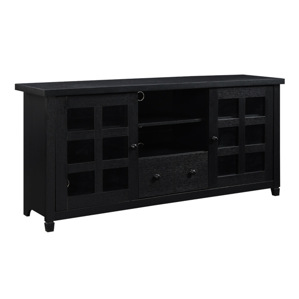 Wood 2-Door Windowpane Media Cabinet