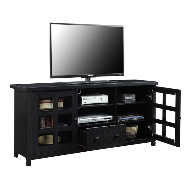 Wood 2-Door Windowpane Media Cabinet