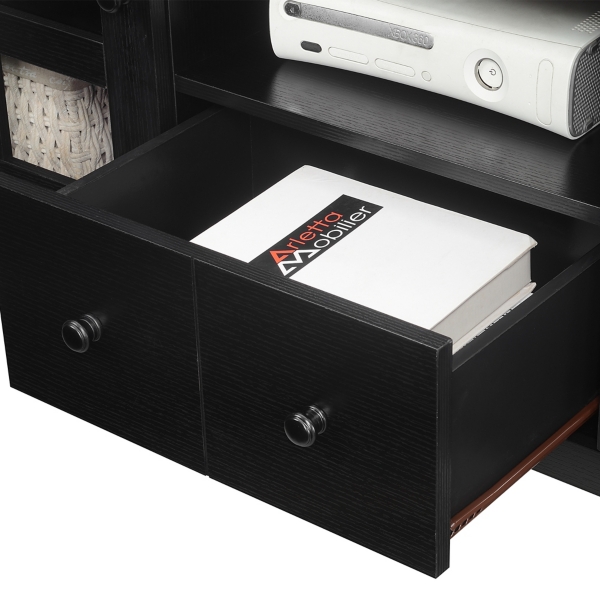 Wood 2-Door Windowpane Media Cabinet