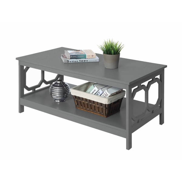 Gray Wood Geometric Sides Coffee Table