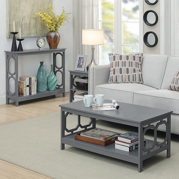 Gray Wood Geometric Sides Coffee Table