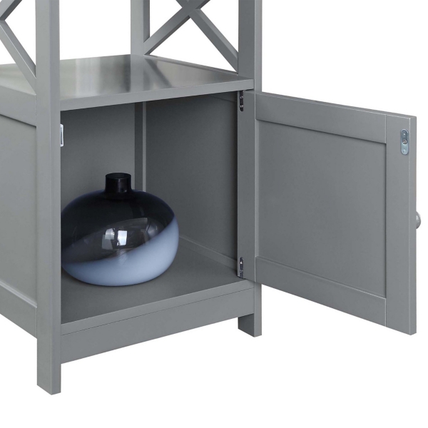 Wood X Sides Storage Accent Table