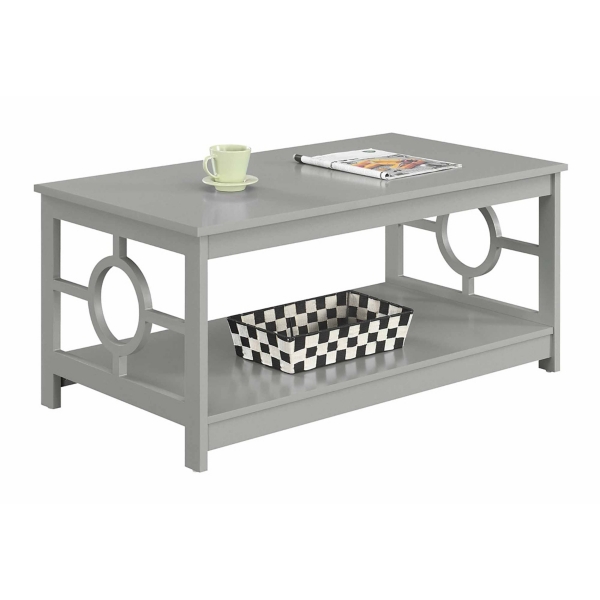 Light Gray Circle Cut-Out Sides Coffee Table