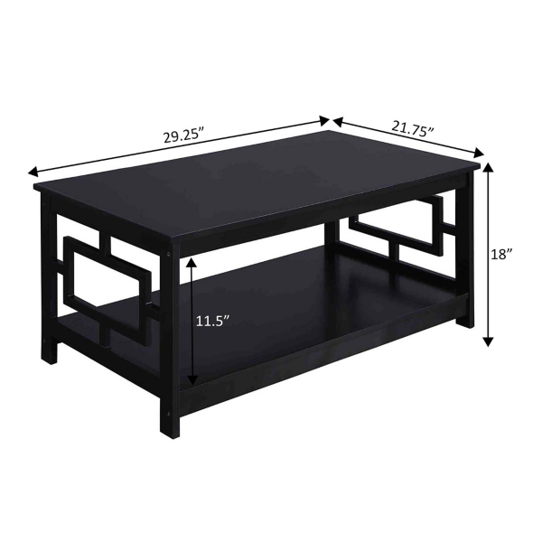 Black Square Cut-Out Sides Coffee Table