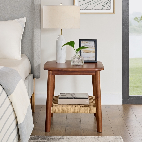 Calais Natural Rubber Wood Accent Table