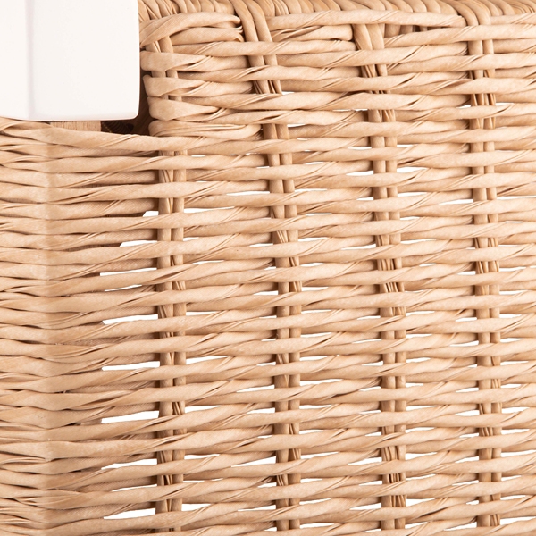 White Newport Wood and Rattan Bench with Shelf