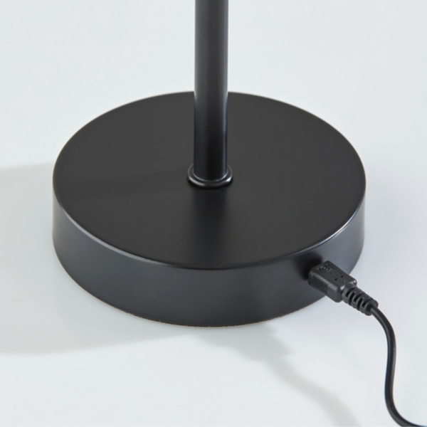 Black Metal Cordless Lamp with Clear Shade