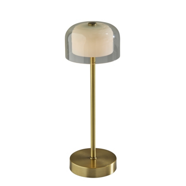 Gold Metal Cordless Lamp with Clear Shade