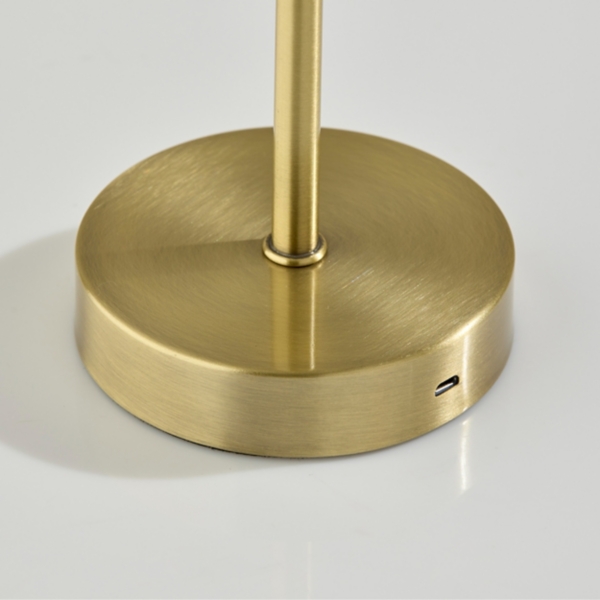 Gold Metal Cordless Lamp with Clear Shade